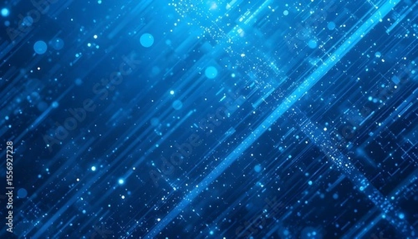 Fototapeta Diagonal Blue Geometric Abstract Background – 3D Render with Interwoven Dots and Lines for Futuristic and Tech Designs