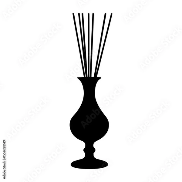 Fototapeta Silhouette Vase with Reed Diffuser