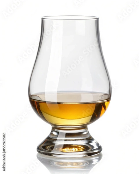 Fototapeta A Glencairn whisky glass, high-resolution, isolated on a clean white background, realistic lighting and reflections, transparent PNG format, no shadows, studio-quality image.