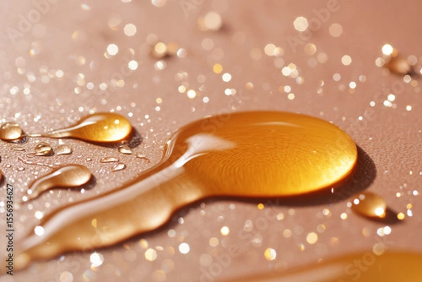 Fototapeta Amber Droplet Resting on a Sea of Glitter (1)