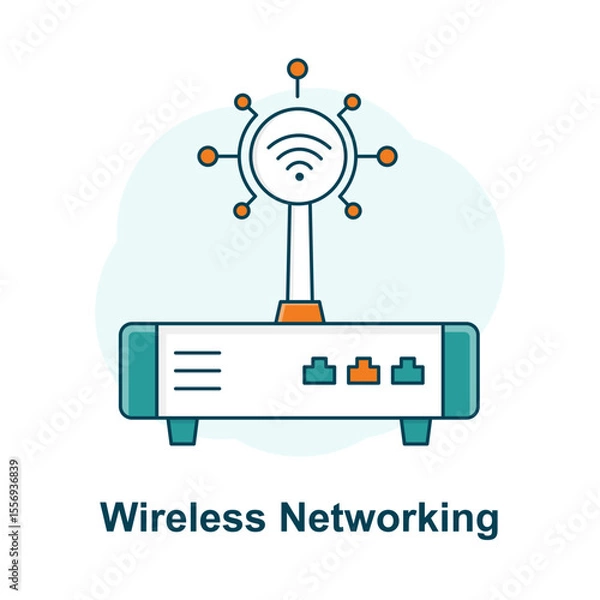 Fototapeta Wireless Network Symbol, Online WiFi Icon, Internet Access, Connectivity Signal, Broadband Router, Wireless Connection Icon, Remote Access