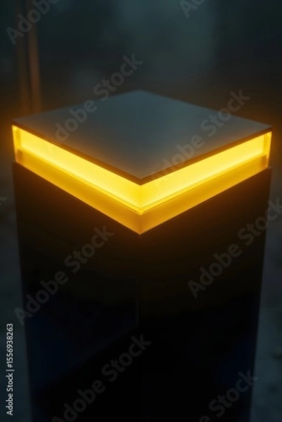 Obraz An open magic book with glowing light illuminates a dark room interior, a mystical design for a night's wonder