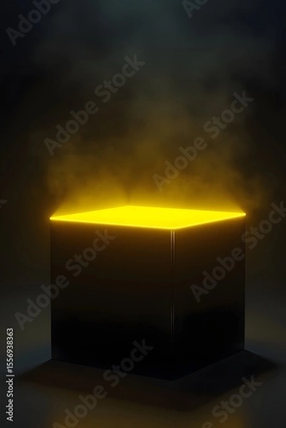 Obraz A solitary candle flame glows in the dark, casting a warm light on the surrounding blackness