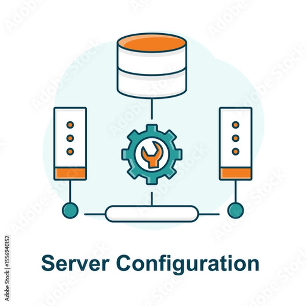 Fototapeta IT Server Icon, Server Settings Illustration, Cloud Data Server, Hosting Infrastructure, Server Management, Backend Hosting, Tech Admin Icon, Server Control