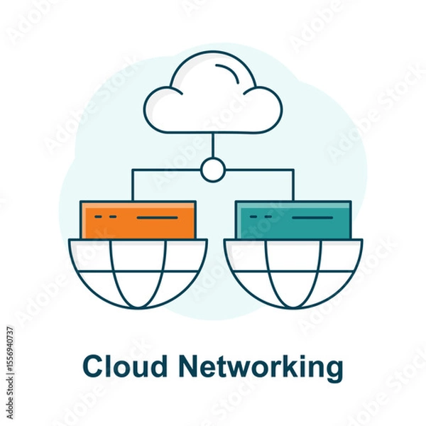 Fototapeta Internet Cloud Icon, Cloud System Structure, Global Networking, Data Server, Online Technology, Cloud Hosting, Cloud Web Services, Digital Infrastructure