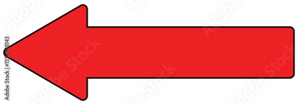 Fototapeta Horizontal long arrow, left pointing solid long arrow icon, isolated on white background.