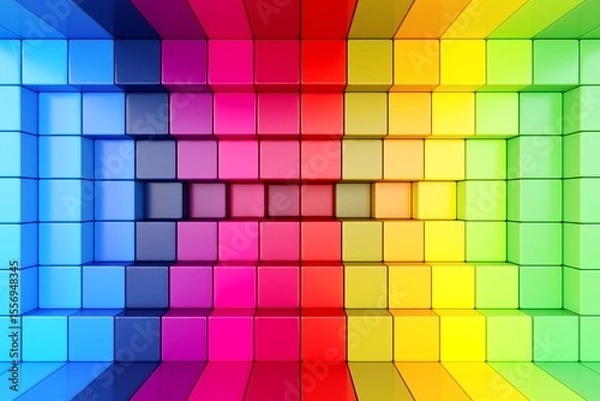 Fototapeta Colorful abstract background with boxes 3D illustration