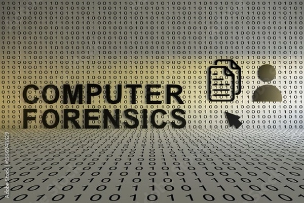 Fototapeta COMPUTER FORENSICS concept text sunlight 3D illustration