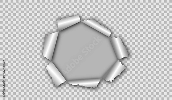 Fototapeta Torn hole sheet of transparent paper. paper holes with torn edges. ragged Hole torn in ripped paper. Torn paper realistic. Friday sale and promo banner. Paper hole frame for you image
