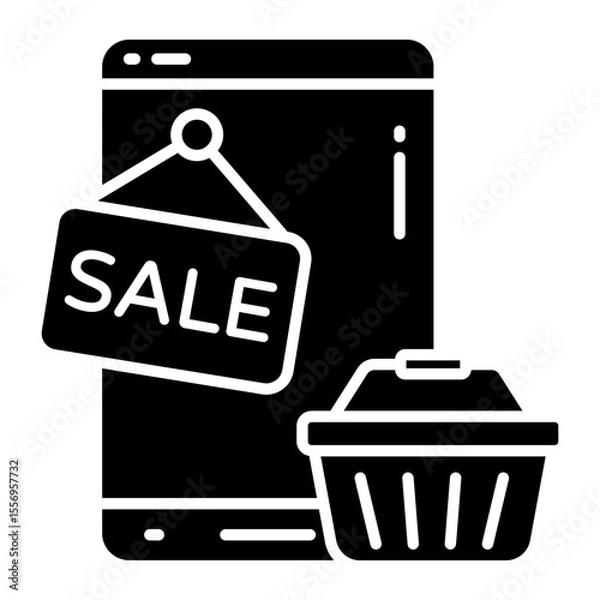 Obraz Mobile sale icon in solid design isolated on white background