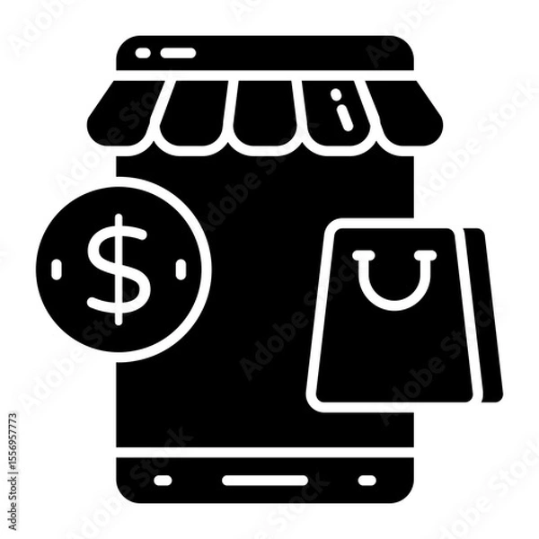 Obraz A solid design icon of online shop
