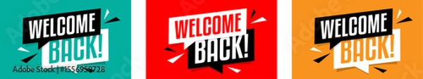 Obraz Welcome back on speech bubble
