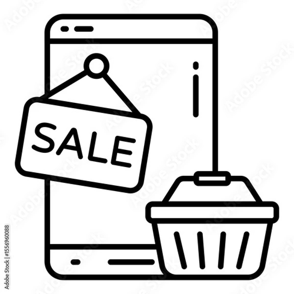 Obraz Mobile sale icon in line design isolated on white background