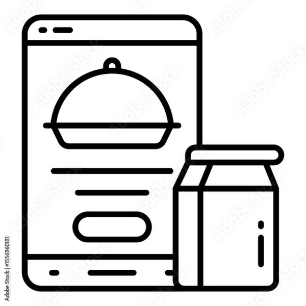 Obraz Conceptual line design icon of mobile food order