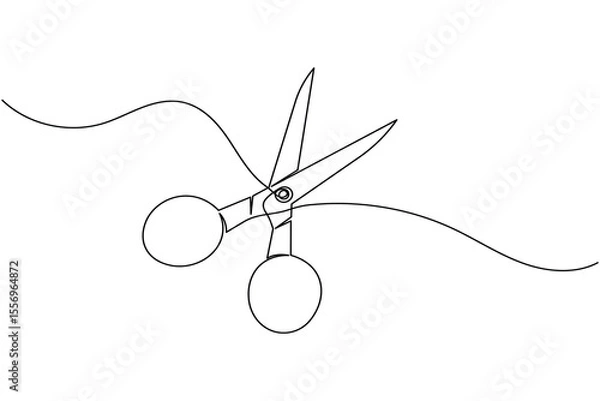 Obraz Simple scissors outline continuous line drawing isolated on white background
