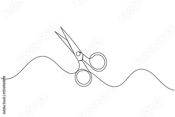 Obraz Simple scissors outline continuous line drawing isolated on white background