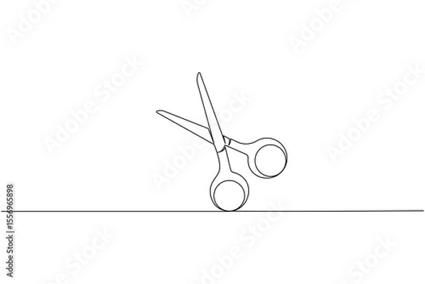 Obraz Simple scissors outline continuous line drawing isolated on white background