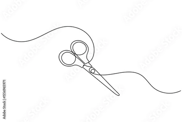 Obraz Simple scissors outline continuous line drawing isolated on white background