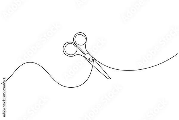 Obraz Simple scissors outline continuous line drawing isolated on white background