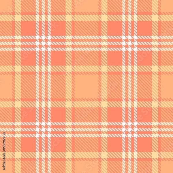 Obraz Seamless peach and white plaid fabric pattern creating a stylish and classic textile design, perfect for fashion, interiors, and crafts