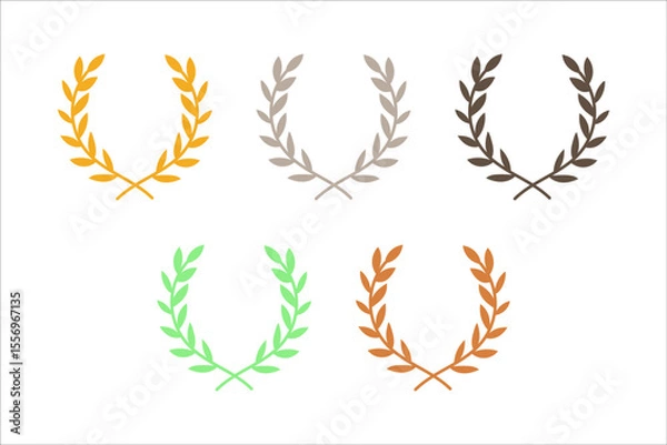 Obraz Ranking lease title icon. Award Winning Laurel Wreaths Set. Symbol of Achievement, Rank, and Success.