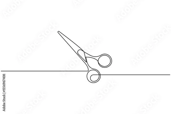 Obraz Simple scissors outline continuous line drawing isolated on white background