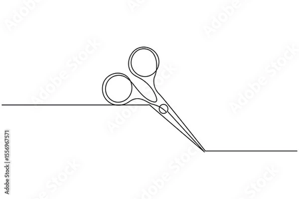 Obraz Simple scissors outline continuous line drawing isolated on white background