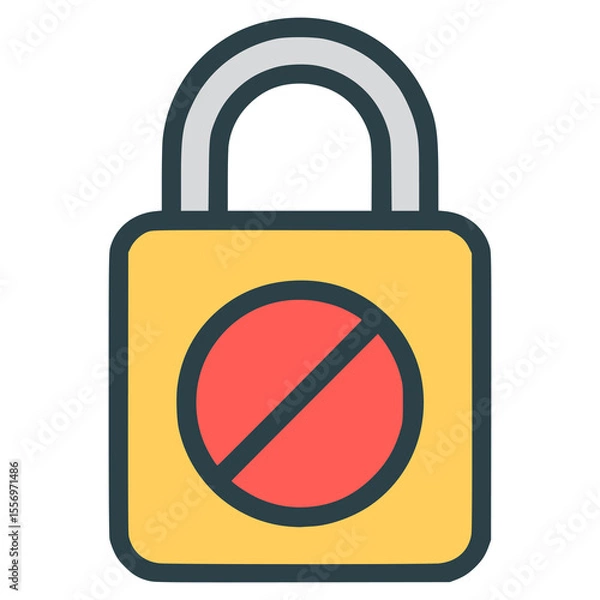 Fototapeta denied access locked privacy security flat color vector illustration template design