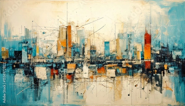 Fototapeta Abstract art "Reflection of the big city"