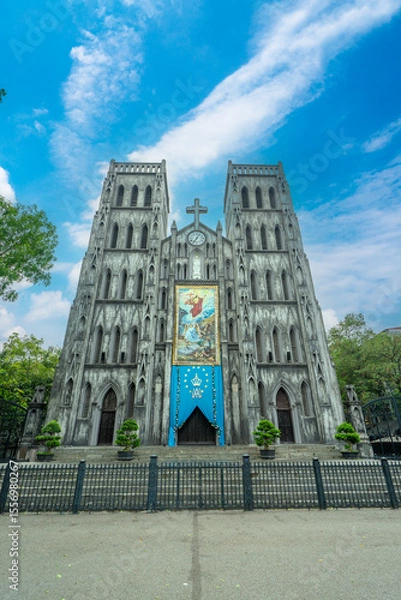 Fototapeta St Joseph Cathedral Church in Hanoi Old Quarters Vietnam magnificent structure architecturally majestically built by the French who colonised the Vietnamese.