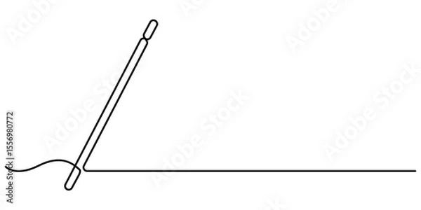 Fototapeta Magic stick continuous one line drawing. Line art Magic Wand, Magic wand linear drawn illustration continuous icon. Magic staff black one line vector icon, continuous line drawing of magic wand with. 