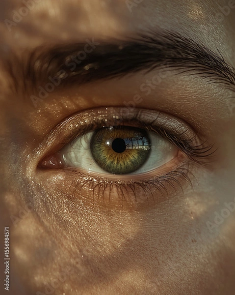 Obraz Close-Up Macro Shot of a Green Hazel Human Eye with Natural Light and Detailed Iris Texture