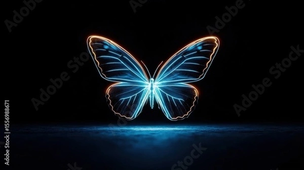 Fototapeta Digital illustration of a butterfly. the butterfly is in the center of the image, with its wings spread out in a symmetrical pattern.