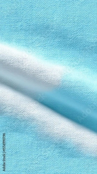 Fototapeta Simple Light Blue Linen Fabric Texture with White Fold