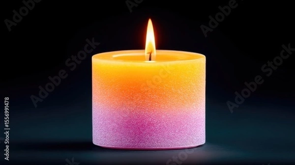 Fototapeta Single Glowing Candle Flame on Dark Background