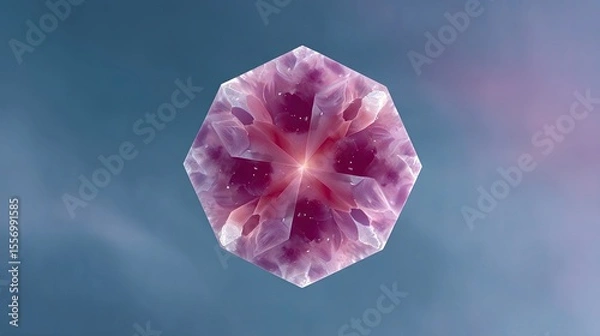 Obraz Pink and Purple Hexagonal Abstract Pattern with Folded Symmetry