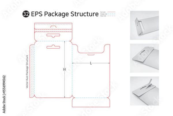 Obraz P1_32. It is used in Easy Open packaging, cell phone protective film, and thin product packaging. Easy cut hanger type folder bag. package Dieline. 