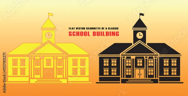 Obraz Classic School Building Silhouette Vector Design