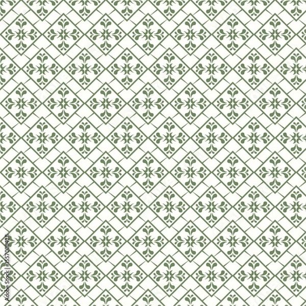 Fototapeta Elegant Vintage Tile Pattern with Floral Geometric Motif – Seamless Vector Design

