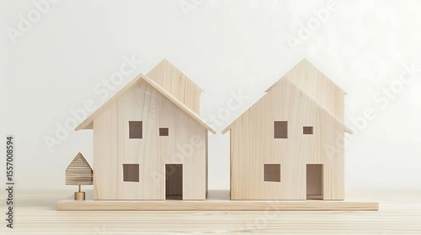 Fototapeta Wooden House Models with Minimalist Home.