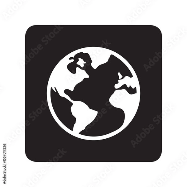 Fototapeta Globe icon vector. Earth logo design. Planet vector icon illustration in square isolated on white background
