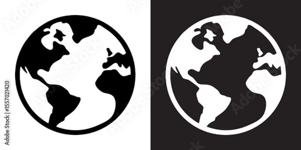 Fototapeta Globe icon vector. Earth icon sign symbol in trendy flat style. Planet vector icon illustration isolated on white and black background