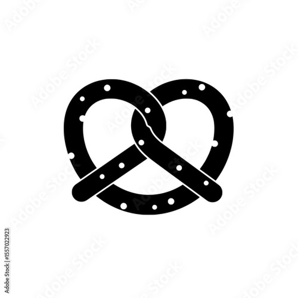 Fototapeta Pretzel silhouette: A stylish, stark black-and-white depiction of a pretzel, with its iconic knot design, in a minimalist aesthetic.
