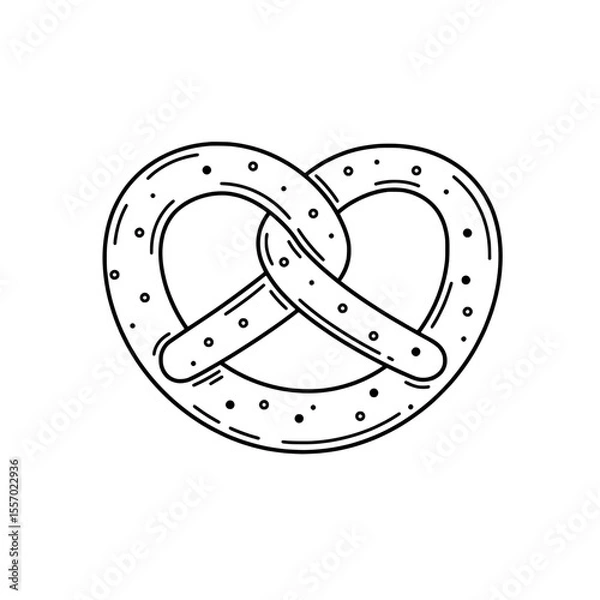 Fototapeta Pretzel Icon: A simple, elegant black and white illustration of a classic pretzel, featuring a soft pretzel shape.
