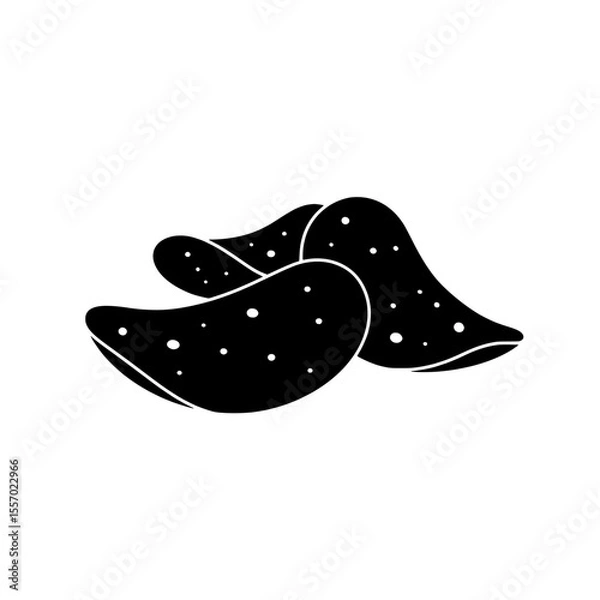 Fototapeta Crisp Silhouette of Potato Chips: Capturing the essence of snack time with a monochrome depiction of golden, crispy potato chips. The image showcases the texture and shape of the iconic treat.
