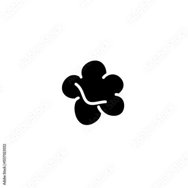 Fototapeta Popcorn Silhouette: A striking high-contrast, black and white silhouette of a single popcorn, its fluffy form isolated, ready for your next project or design.