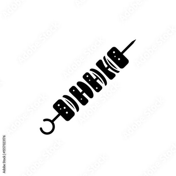 Fototapeta BBQ Skewer Icon: A simple yet delicious-looking illustration of a BBQ skewer, perfect for menus, recipe books, or any food-related design.