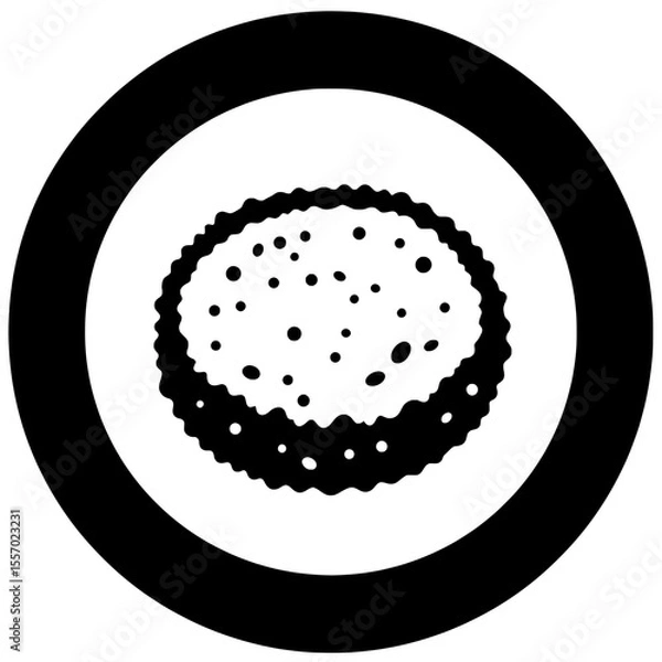 Fototapeta Samosa Graphic Icon: A striking and minimalist black-and-white icon of a samosa, a delectable treat.