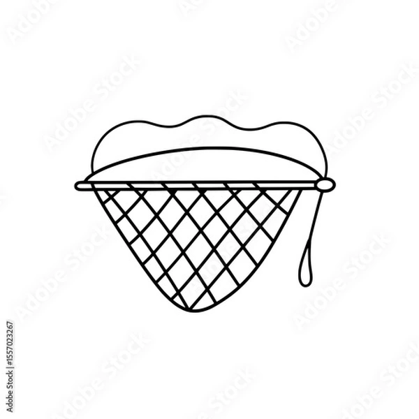 Fototapeta Hand Drawn Fishing Net: A charming hand-drawn illustration of a fishing net, perfect for adding a touch of rustic charm to your designs.  The net is depicted in simple lines.