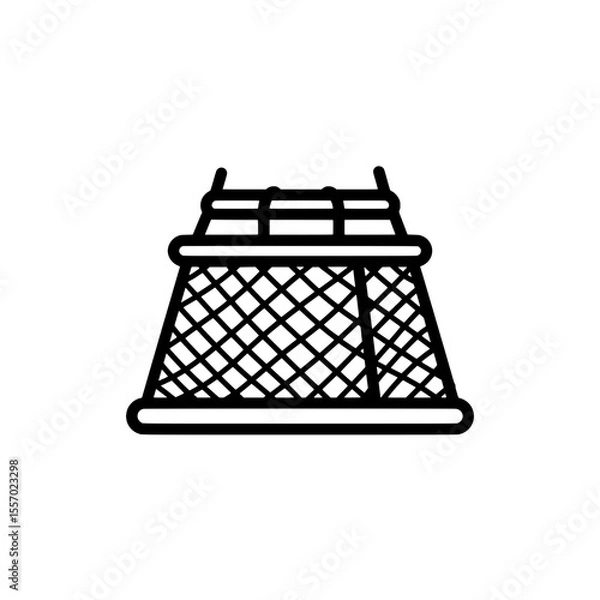 Fototapeta Lobster Trap Icon: A minimalist line art illustration of a lobster trap, capturing its functional design and role in coastal fishing traditions.